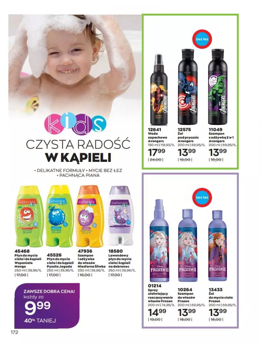 Gazetka promocyjna Avon - Katalog Avon 7/2021 kampania lipiec - ważna 01.07 do 31.07.2021 - strona 172 - produkty: Frozen, Mango, Płyn do mycia, Szampon, Woda