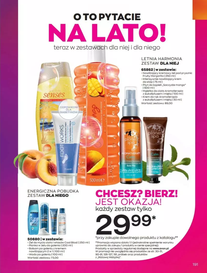 Gazetka promocyjna Avon - Katalog Avon 7/2021 kampania lipiec - ważna 01.07 do 31.07.2021 - strona 191 - produkty: Balsam po goleniu, Krem do rąk, Krem do stóp, Mango, Płyn do kąpieli, Tera, Woda, Woda po goleniu