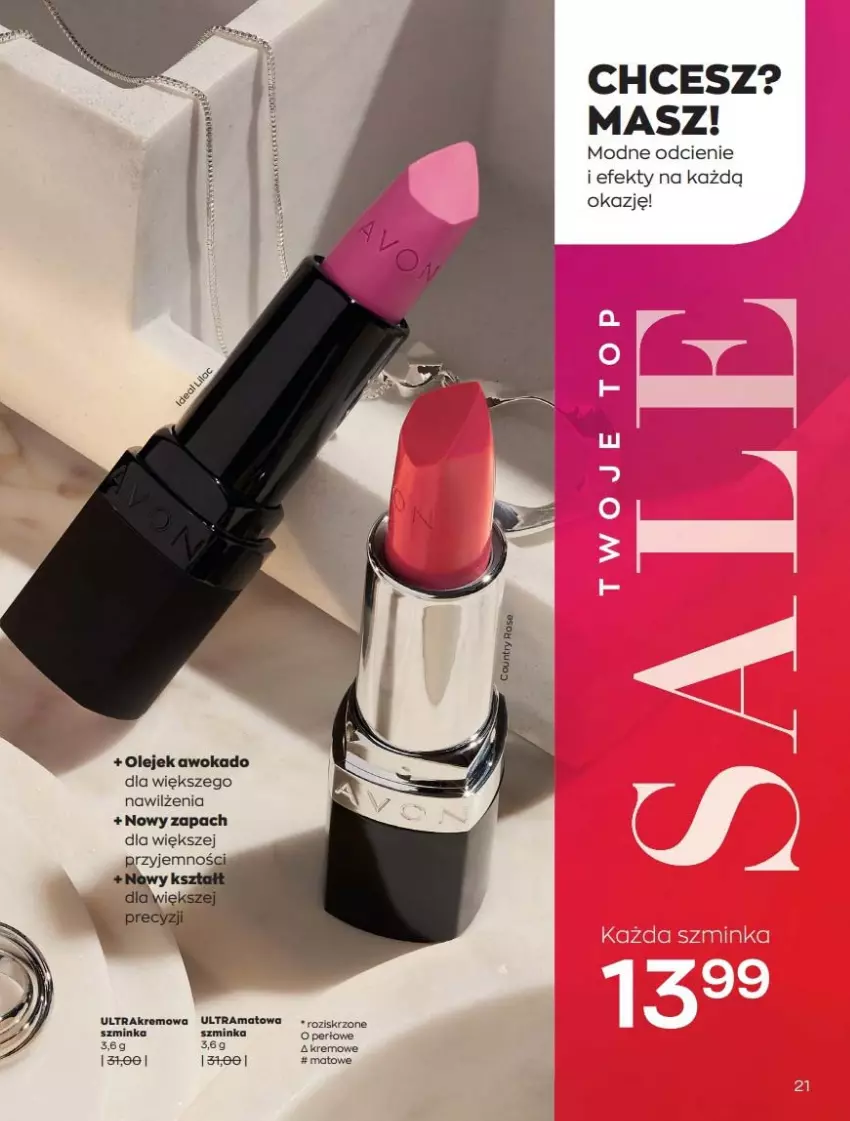 Gazetka promocyjna Avon - Katalog Avon 7/2021 kampania lipiec - ważna 01.07 do 31.07.2021 - strona 21 - produkty: Inka, Olej, Rama, Szminka