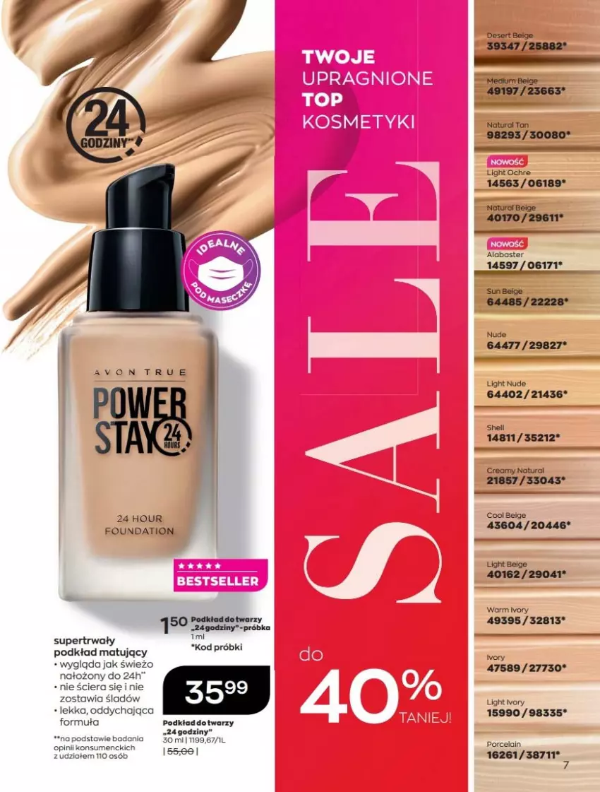 Gazetka promocyjna Avon - Katalog Avon 7/2021 kampania lipiec - ważna 01.07 do 31.07.2021 - strona 7 - produkty: Deser, Foundation, LG, Podkład, Podkład do twarzy, Podkład matujący, Por, Ser