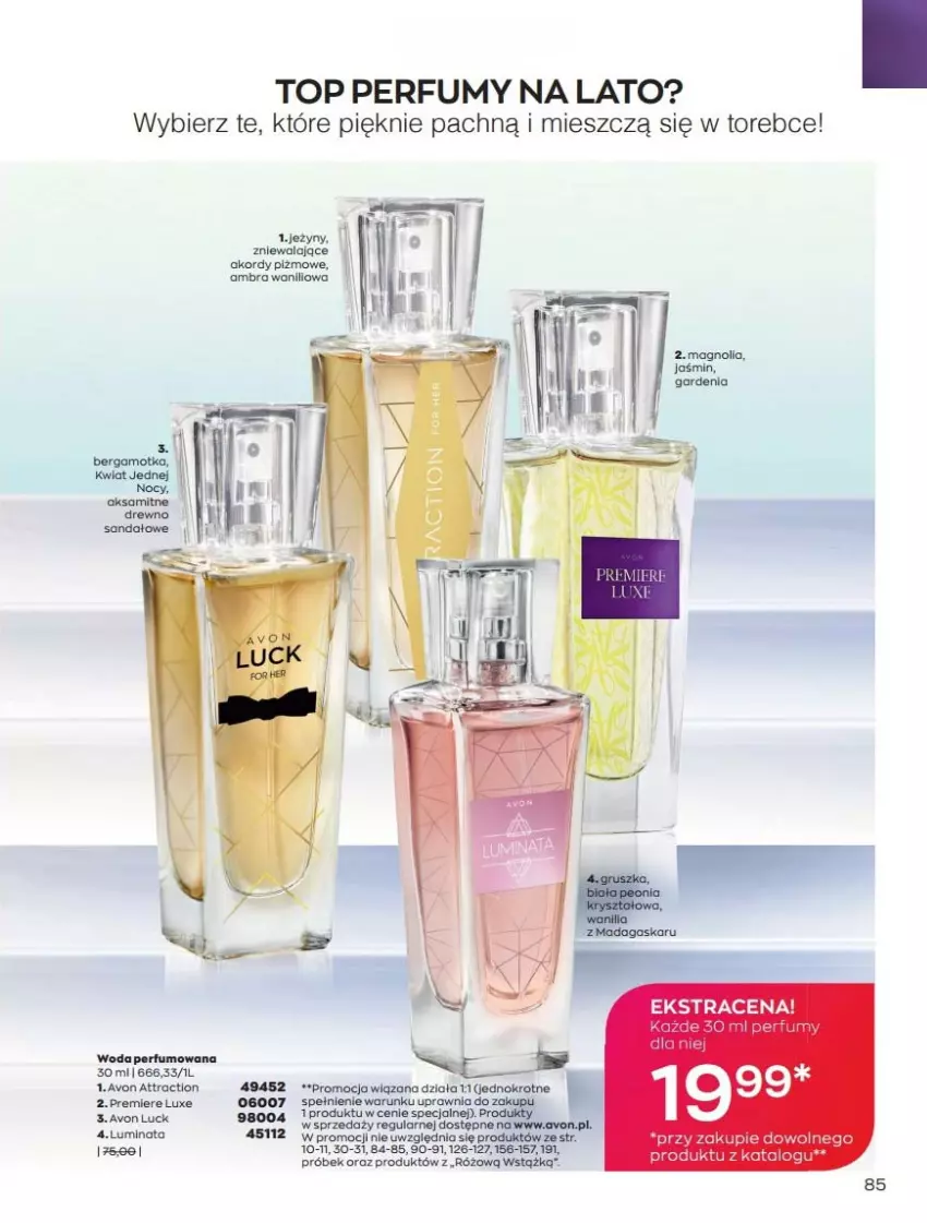 Gazetka promocyjna Avon - Katalog Avon 7/2021 kampania lipiec - ważna 01.07 do 31.07.2021 - strona 85 - produkty: Jeżyny, Perfum, Premiere, Top