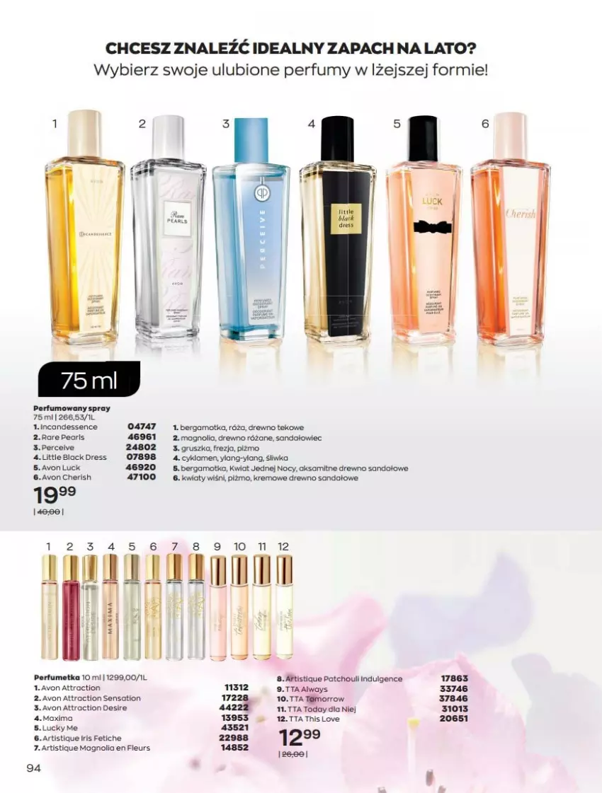 Gazetka promocyjna Avon - Katalog Avon 7/2021 kampania lipiec - ważna 01.07 do 31.07.2021 - strona 94 - produkty: Aksam, Always, Cyklamen, Dres, Fa, Lack, LG, Perfum, Róża, Sandał, Sati