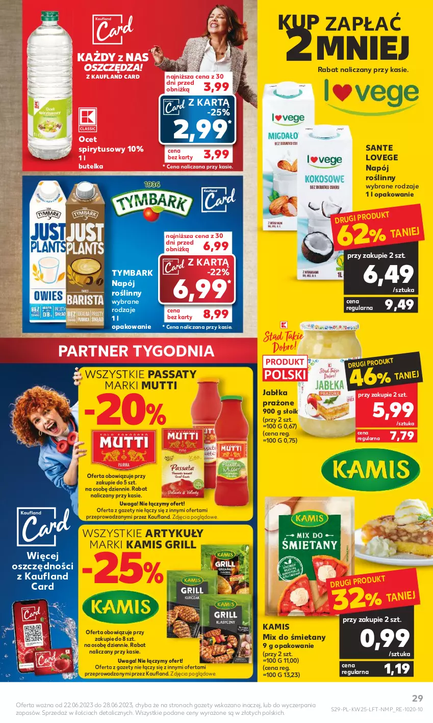 Gazetka promocyjna Kaufland - Gazetka tygodnia - ważna 22.06 do 28.06.2023 - strona 29 - produkty: Grill, Jabłka, Jabłka prażone, Kamis, Napój, Napój roślinny, Ocet, Sante, Tymbark, Waga