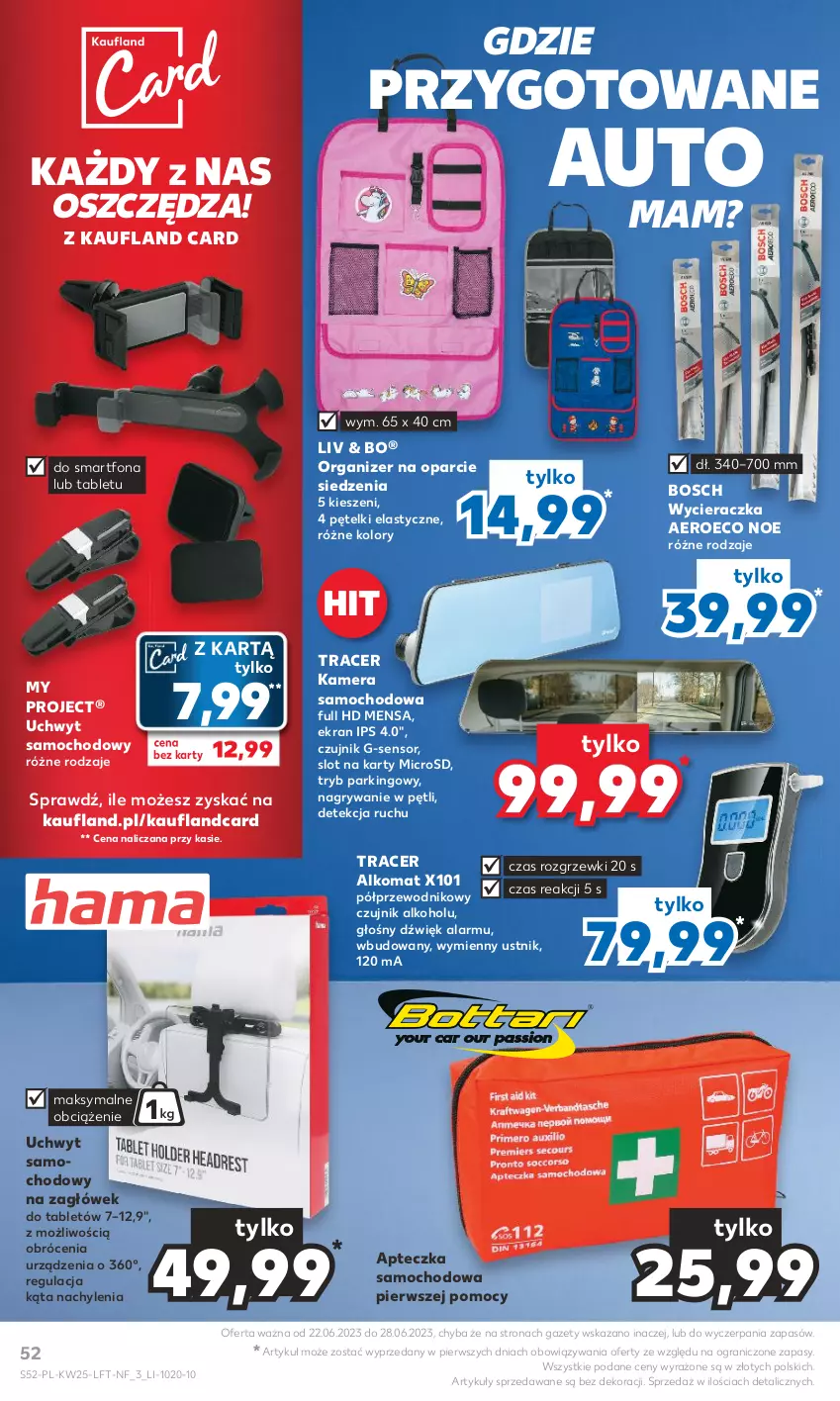 Gazetka promocyjna Kaufland - Gazetka tygodnia - ważna 22.06 do 28.06.2023 - strona 52 - produkty: Acer, Alkomat, Apteczka samochodowa, Bosch, Gra, Gry, Kamera, Organizer, Przewodnik, Smartfon, Tablet, Ustnik, Wycieraczka, Zagłówek