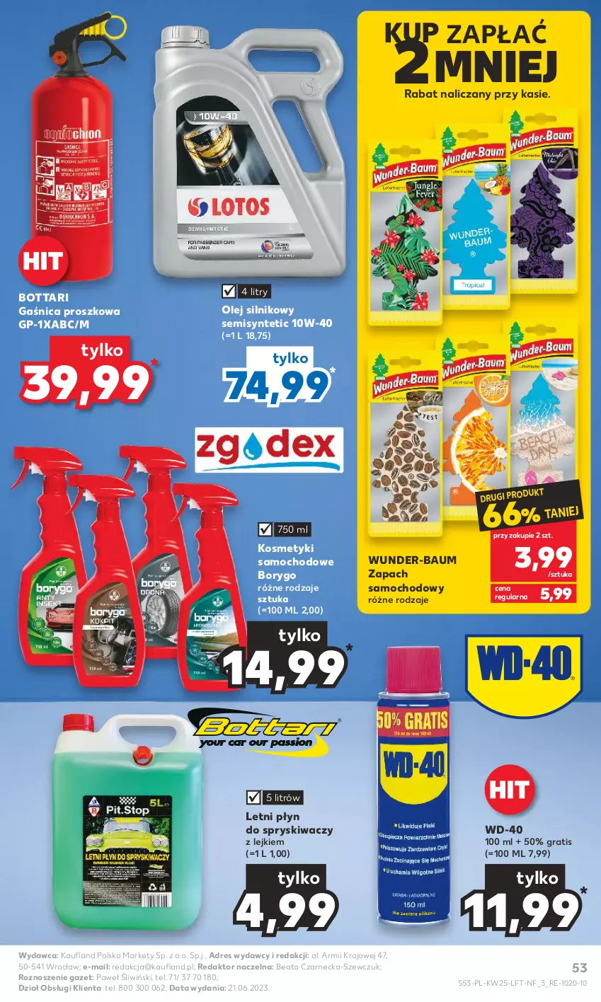 Gazetka promocyjna Kaufland - Gazetka tygodnia - ważna 22.06 do 28.06.2023 - strona 53 - produkty: Dres, Gaśnica, Gra, Olej, Olej silnikowy, Płyn do spryskiwaczy, WD-40