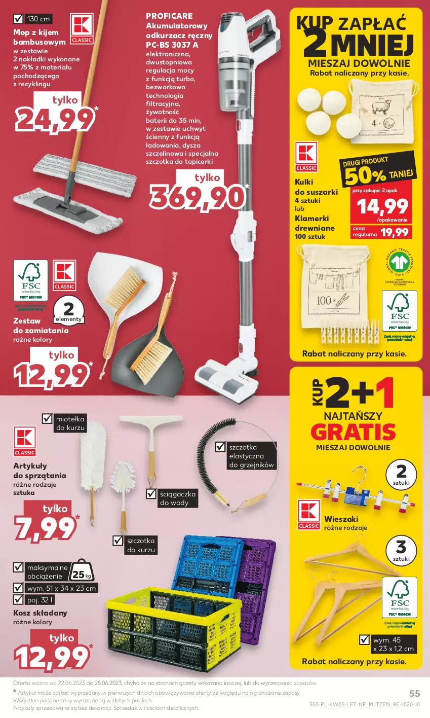 Gazetka promocyjna Kaufland - Gazetka tygodnia - ważna 22.06 do 28.06.2023 - strona 55 - produkty: Akumulator, Gra, Grzejnik, Kije, Kosz, Mop, Odkurzacz, Suszarki, Szczotka, Top, Wieszak