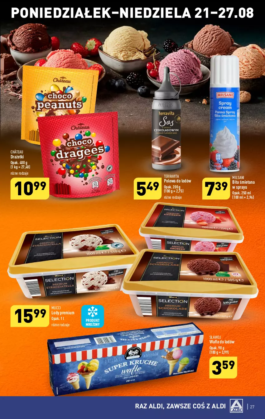 Gazetka promocyjna Aldi - Pełna oferta - ważna 21.08 do 27.08.2023 - strona 27 - produkty: Lody, Wafle, Wafle do lodów