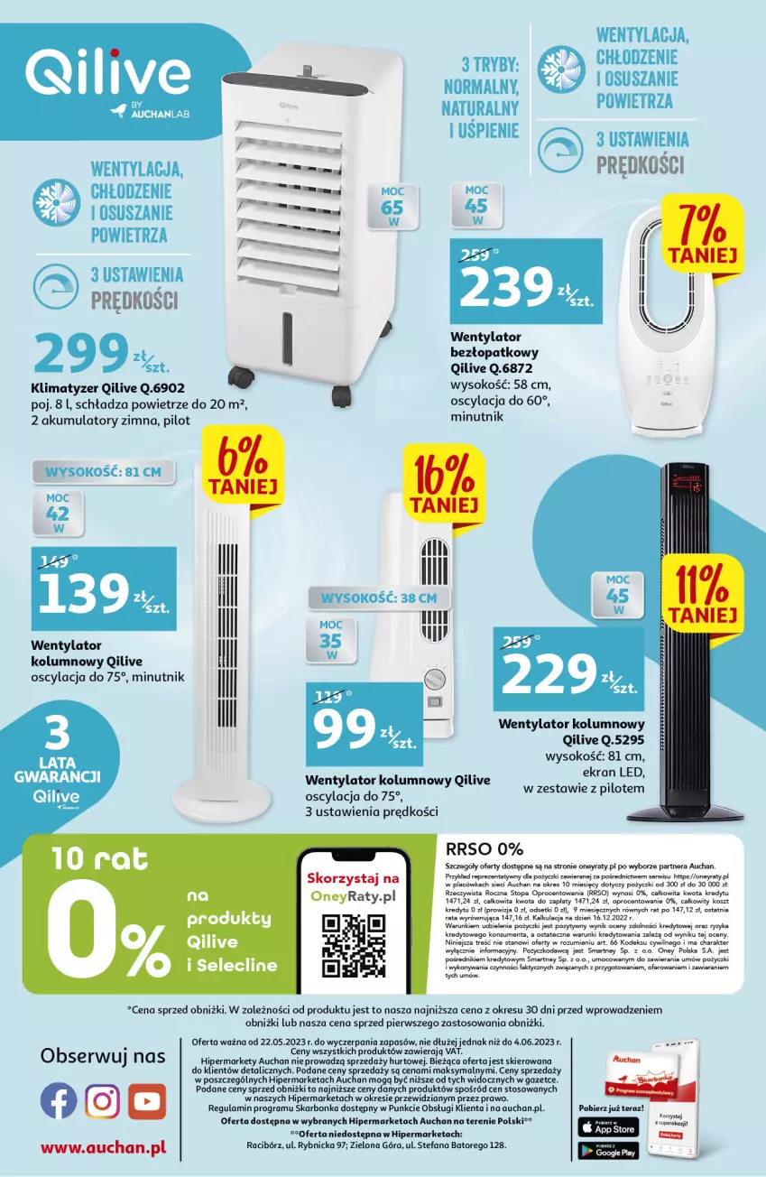 Gazetka promocyjna Auchan - Gazetka Wentylatory Qilive by AUCHANLAB Hipermarket Auchan - ważna 22.05 do 04.06.2023 - strona 4 - produkty: Akumulator, Clin, Fa, Gra, Kosz, LG, O nas, Ser, Sok, Tera, Top