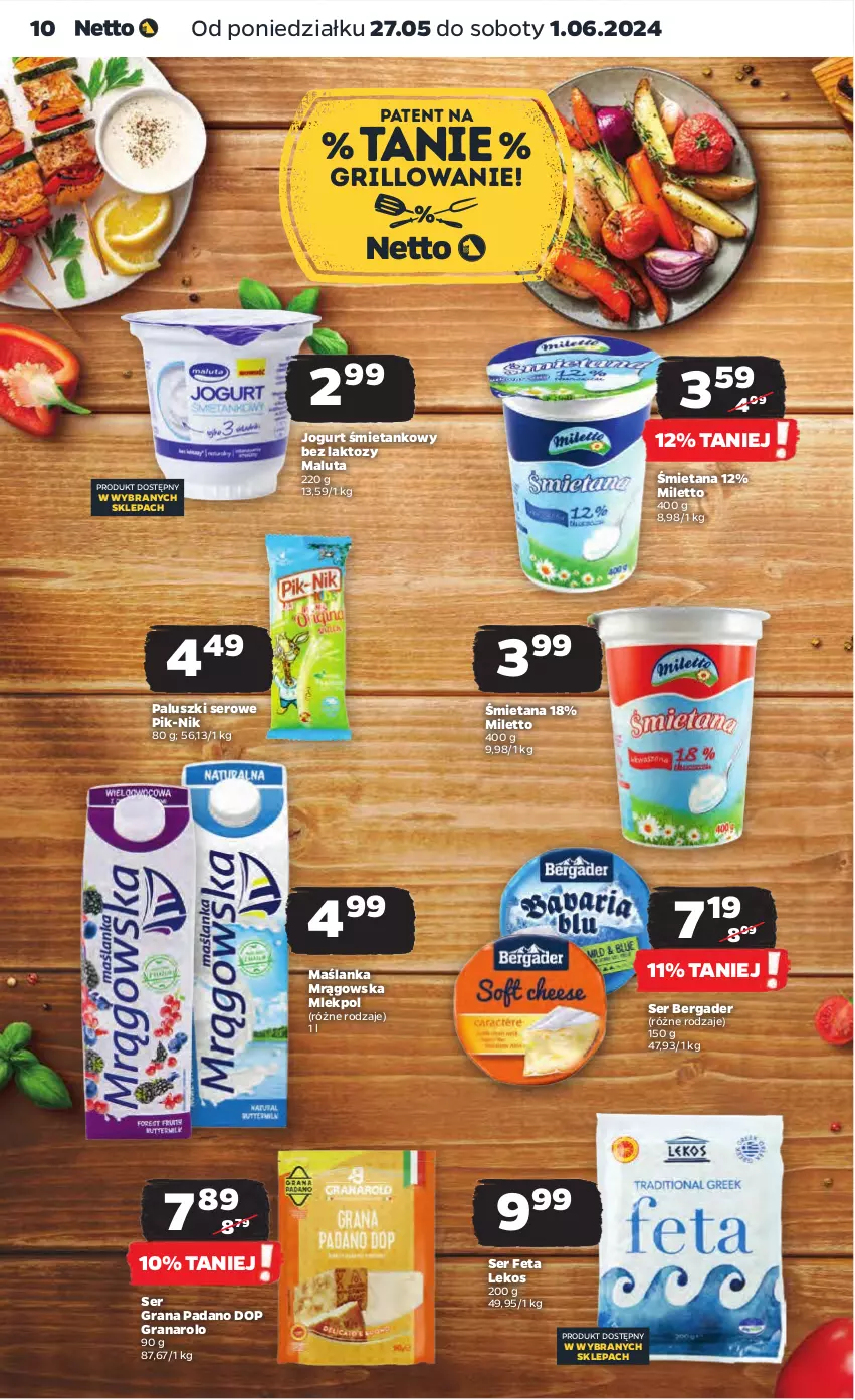 Gazetka promocyjna Netto - Artykuły spożywcze - ważna 27.05 do 01.06.2024 - strona 10 - produkty: Feta, Gra, Grill, Jogurt, Maślanka, Ser