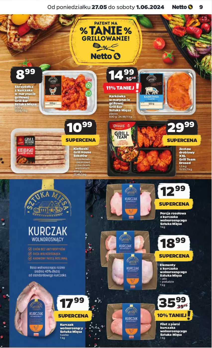 Gazetka promocyjna Netto - Artykuły spożywcze - ważna 27.05 do 01.06.2024 - strona 9 - produkty: Filet z piersi kurczaka, Grill, Kurczak, Pieprz, Por, Skrzydełka z kurczaka, Sok, Sokołów, Tusz