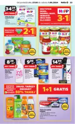 Gazetka promocyjna Netto - Artykuły spożywcze - Gazetka - ważna od 01.06 do 01.06.2024 - strona 23 - produkty: HiPP, Sok, Ser, Mus, Gra, Rexona, Dezodorant, Pasta do zębów, Kosmetyki do pielęgnacji, Always, Ziaja, Podpaski, Dzieci, Płyn do higieny intymnej, Deser, Colgate, Mleko dla dzieci, Mleko, LG