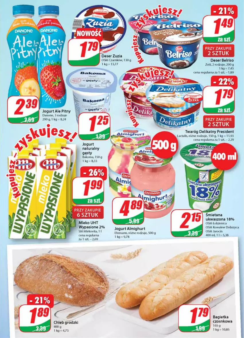 Gazetka promocyjna Dino - Gazetka - ważna 03.03 do 09.03.2021 - strona 13 - produkty: Bagietka, Bakoma, Belriso, Chleb, Danone, Deser, Jogurt, Mleko, Ser, Twaróg, Twaróg delikatny, Zott