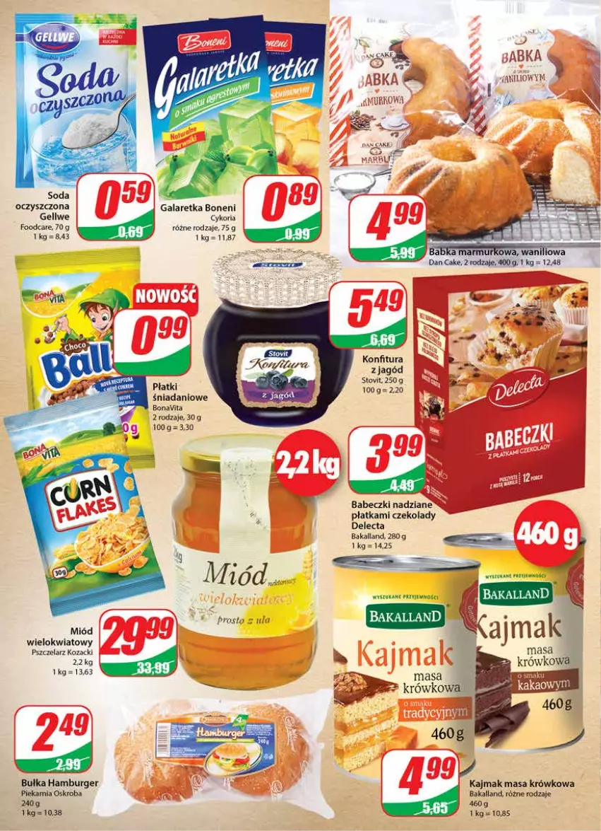 Gazetka promocyjna Dino - Gazetka - ważna 03.03 do 09.03.2021 - strona 6 - produkty: Babeczki, Babka, Bakalland, Bułka, Bułka hamburger, Burger, Danio, Delecta, Gala, Galaretka, Hamburger, Konfitura, Masa krówkowa, Miód