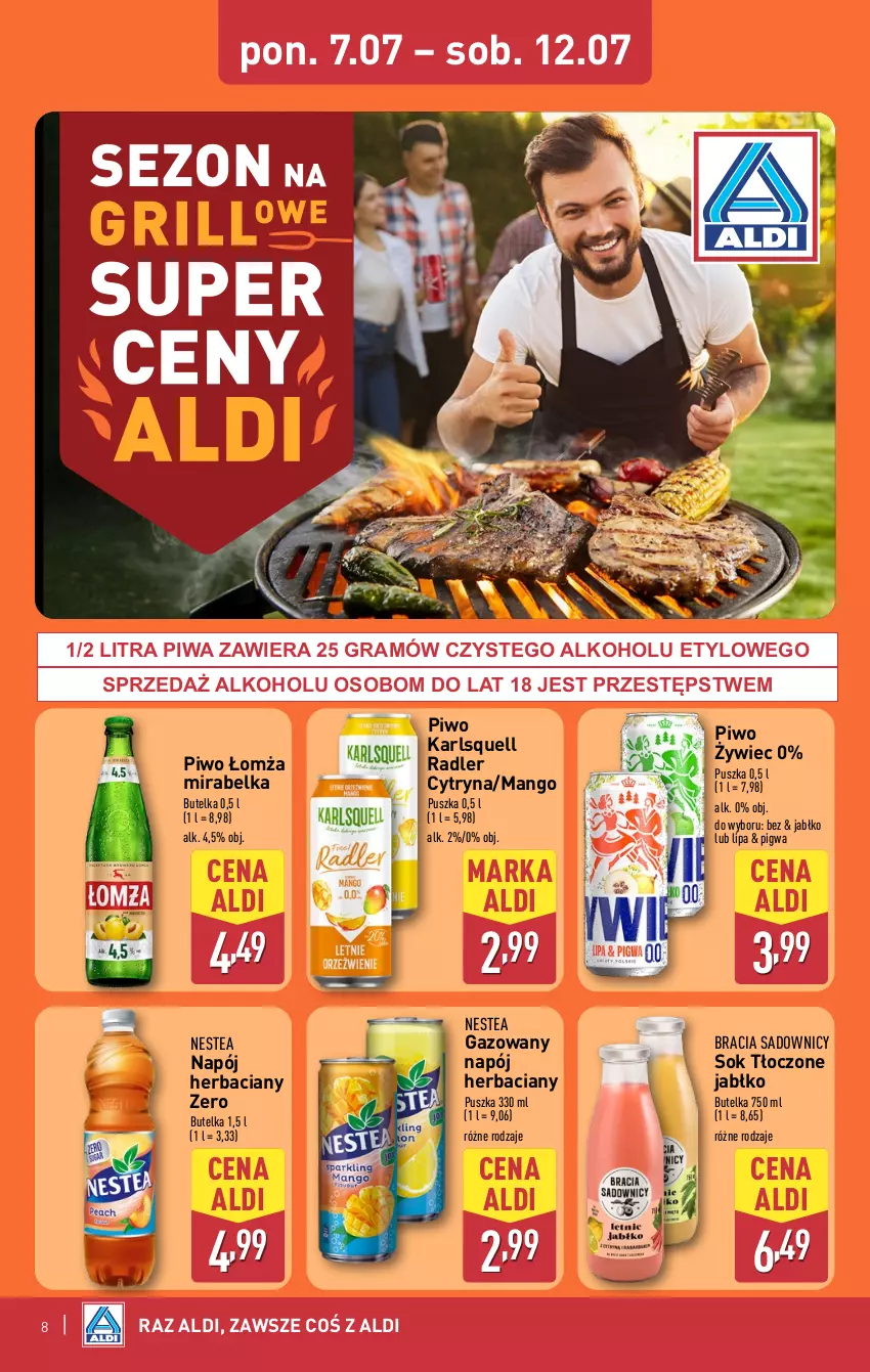 Gazetka promocyjna Aldi - Oferta weekendowa - ważna 10.07 do 12.07.2025 - strona 8 - produkty: Gra, Karlsquell, Mango, Napój, Nestea, Piwa, Piwo, Radler, Sok