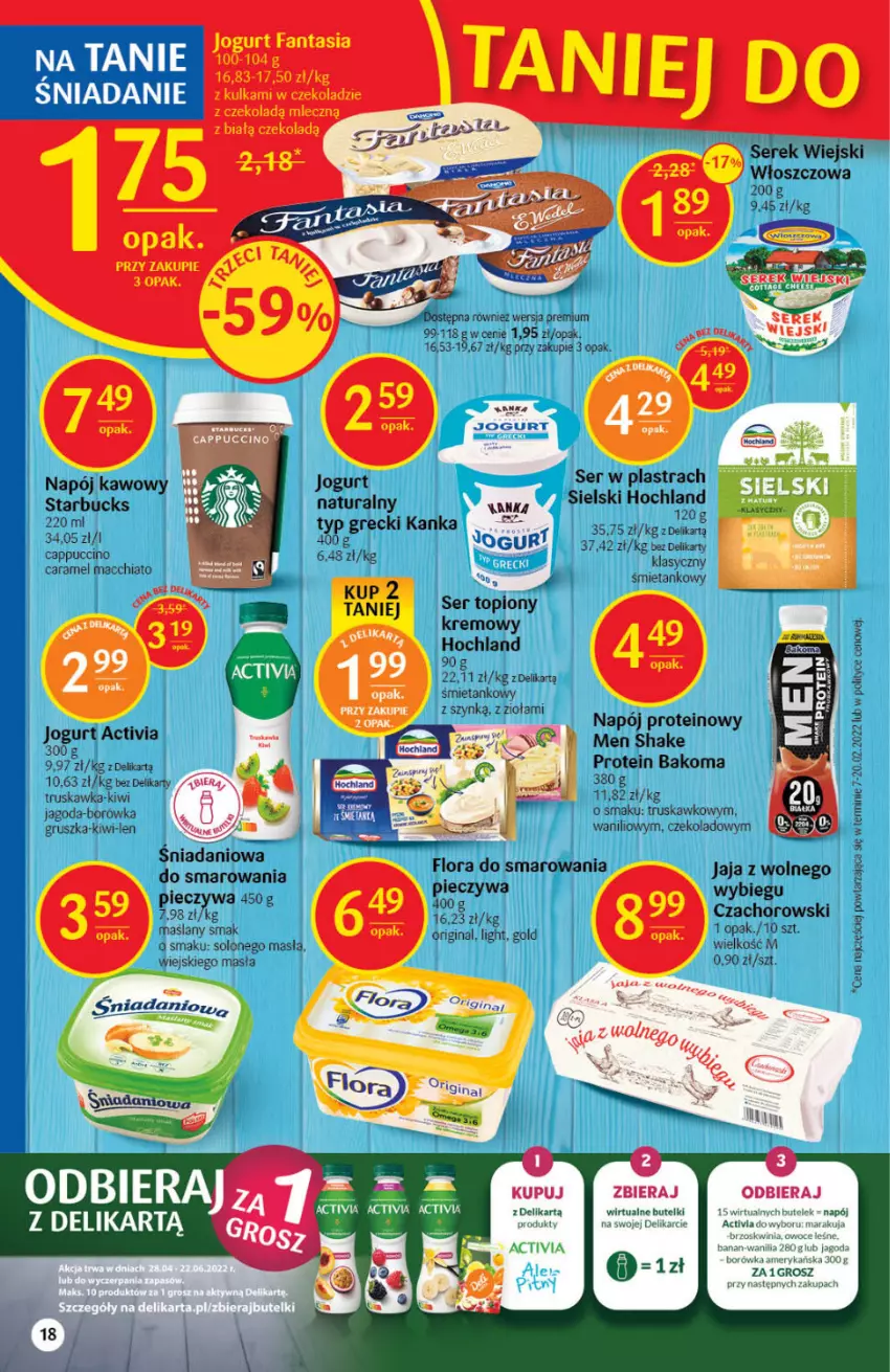 Gazetka promocyjna Delikatesy Centrum - Gazetka DC16 - ważna 28.04 do 04.05.2022 - strona 18 - produkty: Activia, Bakoma, Borówka, Cappuccino, Chia, Danio, Gin, Hochland, Jaja, Jogurt, Kiwi, Napój, Piec, Ser, Ser topiony, Top