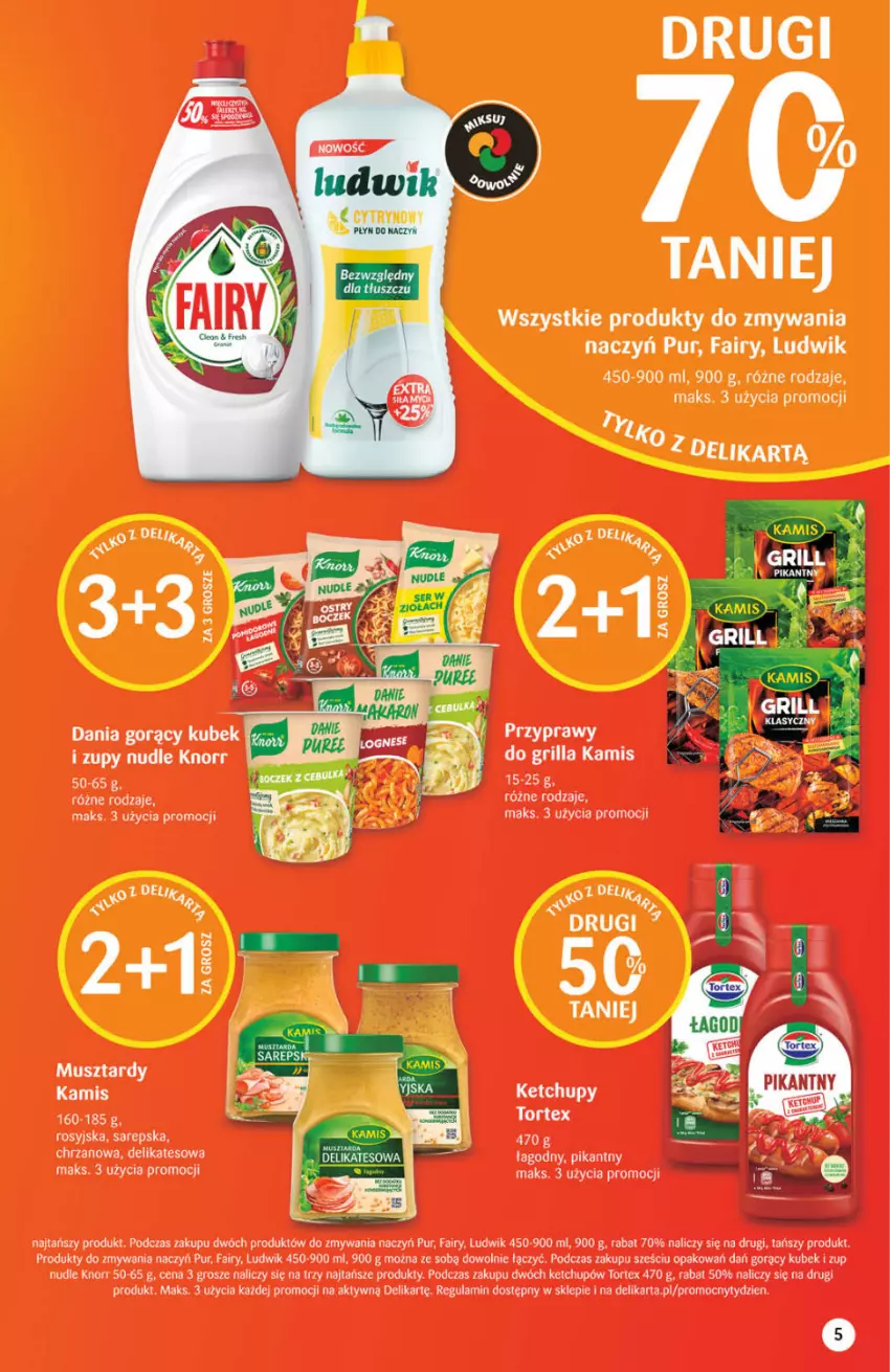 Gazetka promocyjna Delikatesy Centrum - Gazetka DC16 - ważna 28.04 do 04.05.2022 - strona 5 - produkty: Chrzan, Fa, Fairy, Grill, Kamis, Ketchup, Knorr, Kubek, Ludwik, Mus, Pur