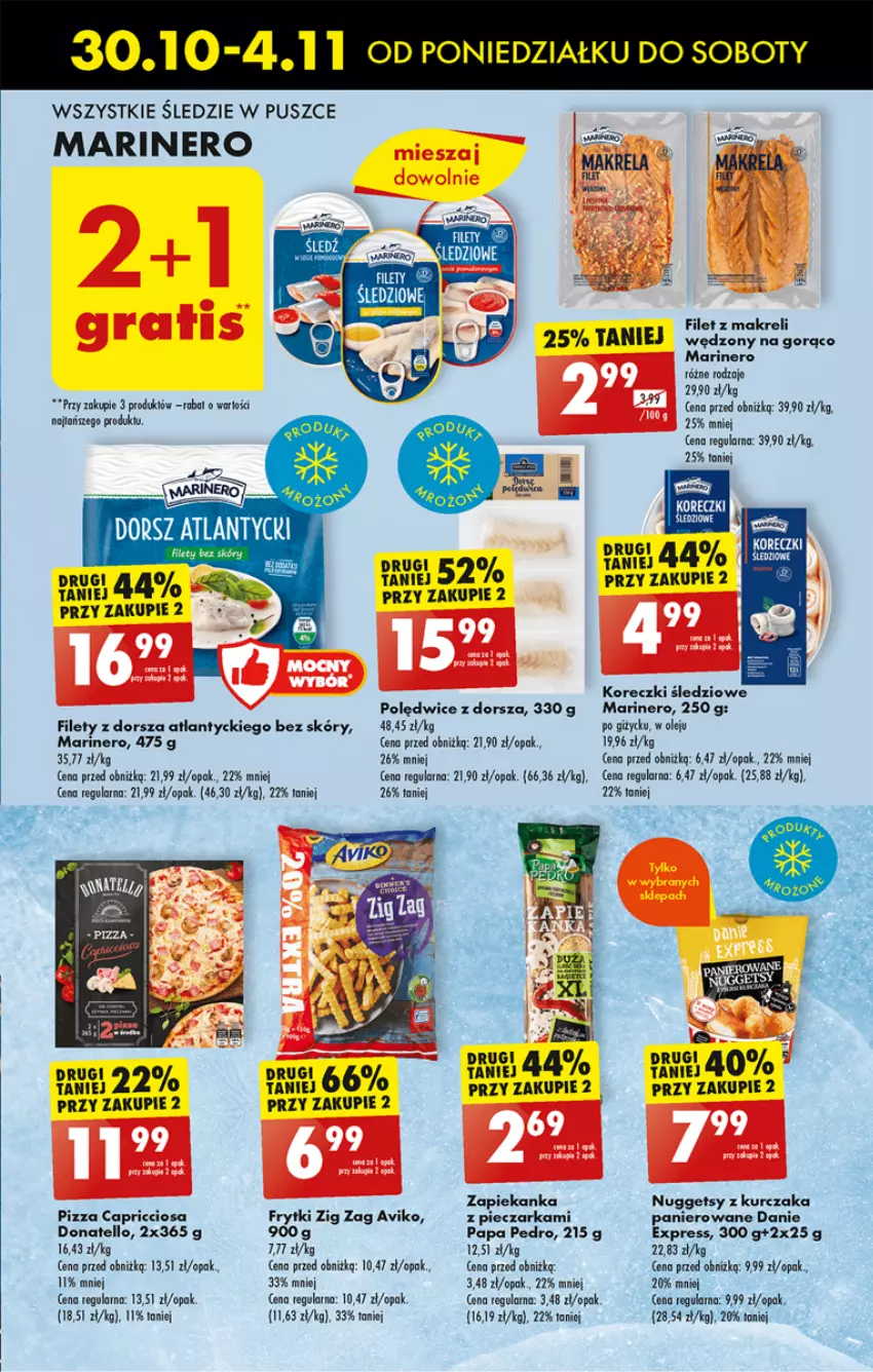 Gazetka promocyjna Biedronka - Od poniedzialku - ważna 30.10 do 04.11.2023 - strona 25 - produkty: Dorsz, Filet z makreli, Frytki, Kurczak, Olej, Piec, Pieczarka, Pizza, Zapiekanka