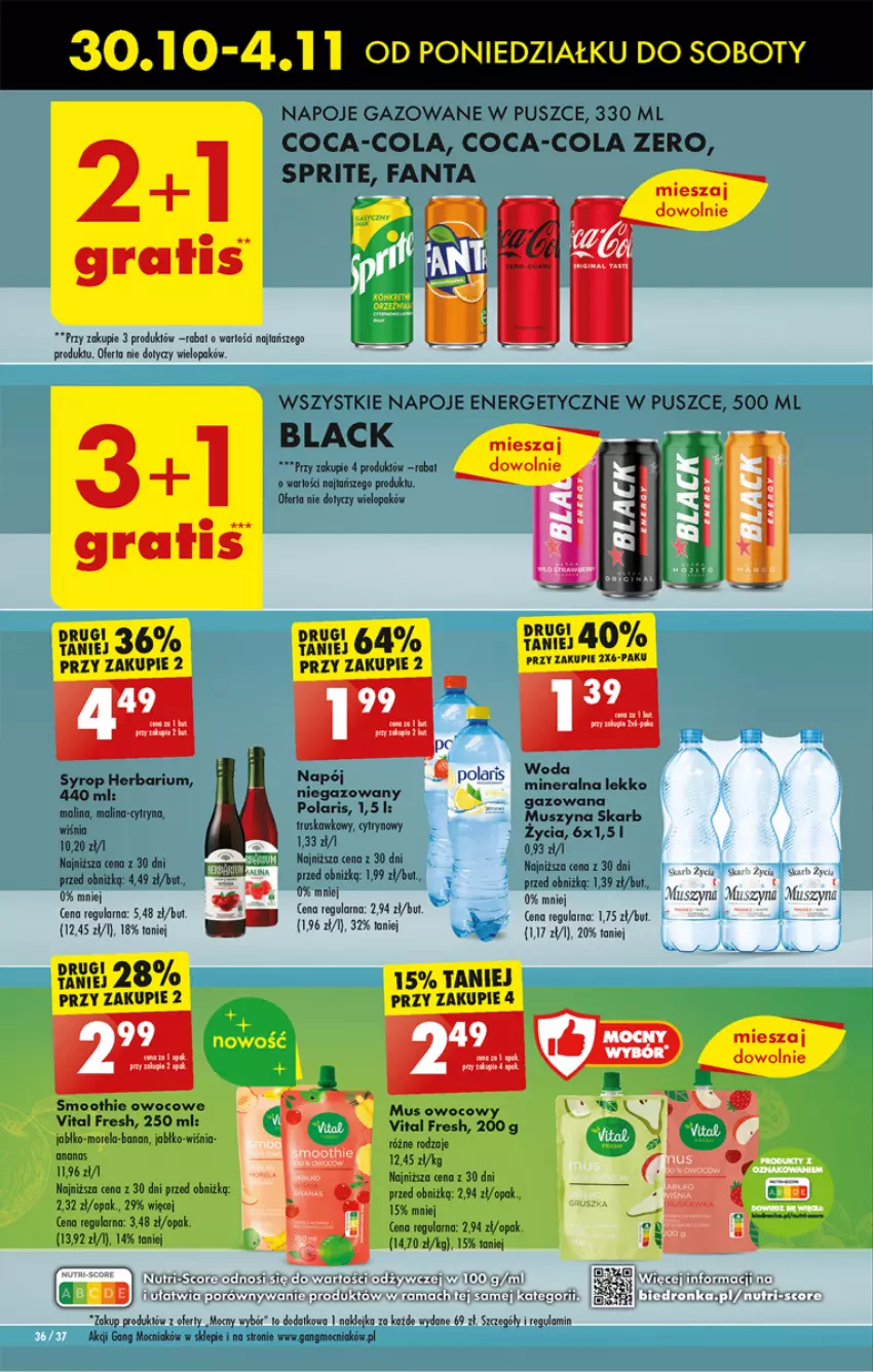 Gazetka promocyjna Biedronka - Od poniedzialku - ważna 30.10 do 04.11.2023 - strona 36 - produkty: Ananas, Coca-Cola, Dres, Dron, Klej, Lack, Morela, Mus, Napoje, Por, Rama, Robot, Smoothie, Syrop, Szyna, Woda