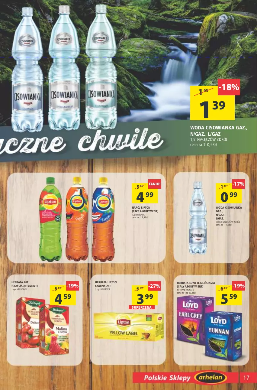 Gazetka promocyjna Arhelan - Gazetka - ważna 11.02 do 20.02.2022 - strona 17 - produkty: Cisowianka, Herbapol, Herbata, Lipton, Loyd, Napój, Woda