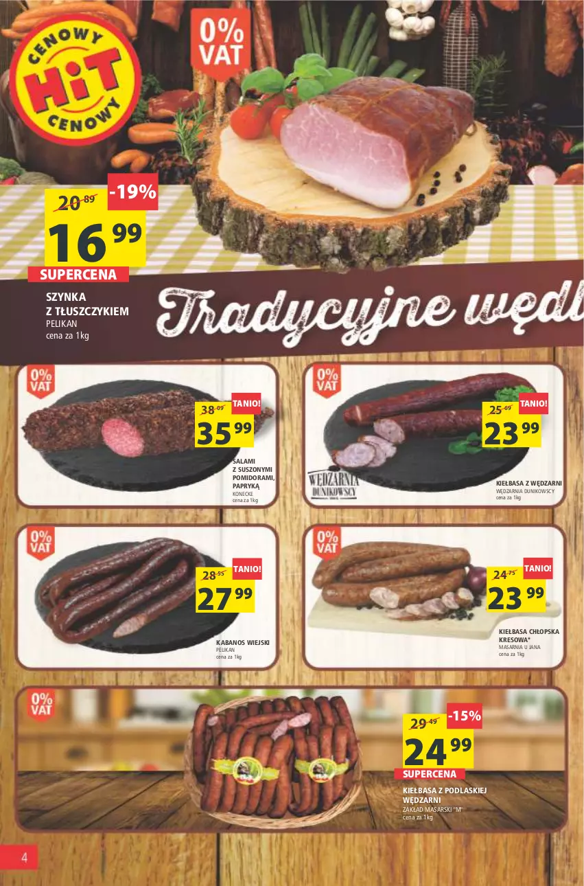 Gazetka promocyjna Arhelan - Gazetka - ważna 11.02 do 20.02.2022 - strona 4 - produkty: Kabanos, Kiełbasa, Podlaski, Salami, Szynka