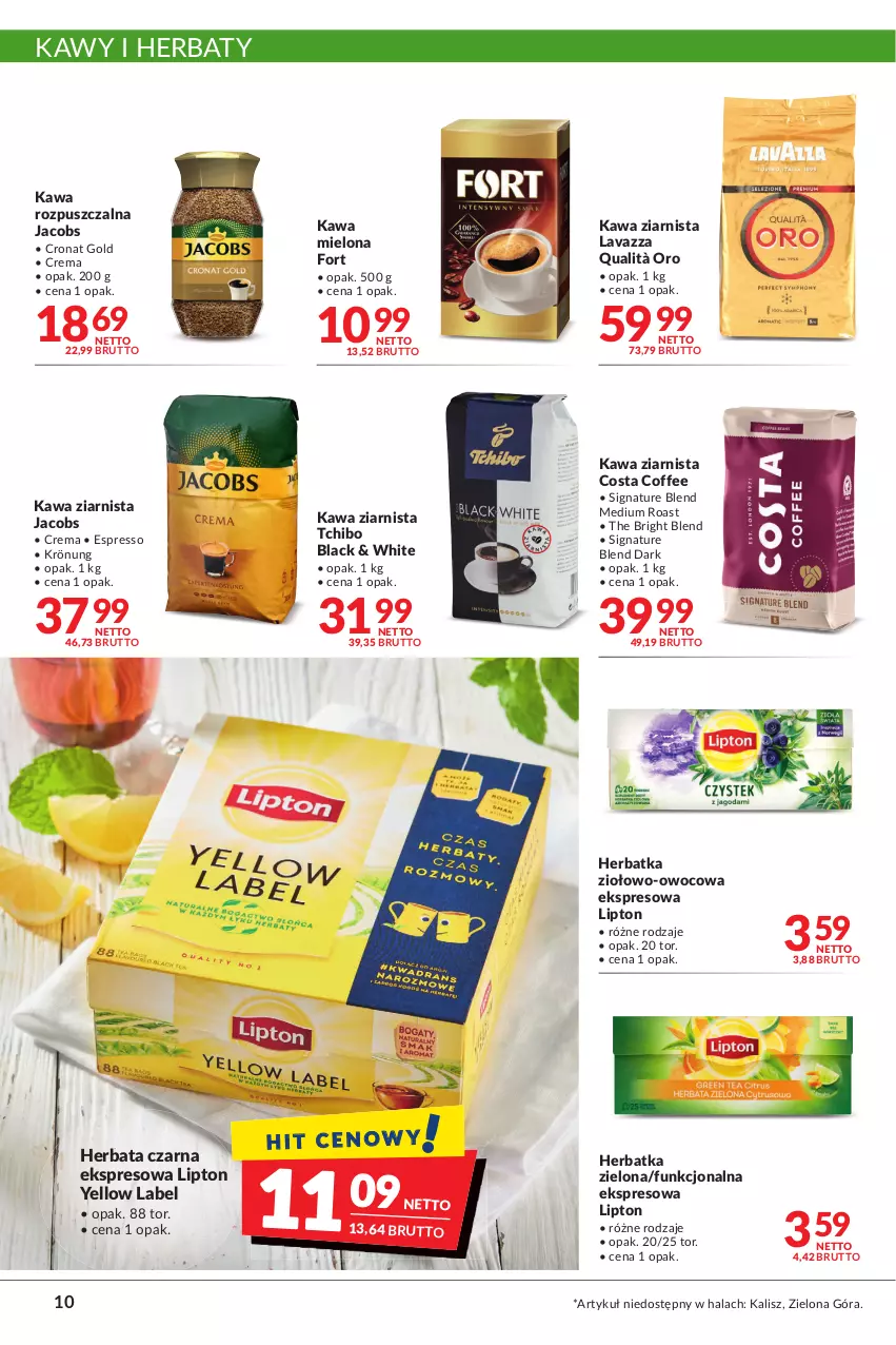 Gazetka promocyjna Makro - [Oferta promocyjna] Artykuły spożywcze i przemysłowe - ważna 31.05 do 13.06.2022 - strona 10 - produkty: Herbata, Herbata czarna, Jacobs, Kawa, Kawa mielona, Kawa rozpuszczalna, Kawa ziarnista, Lack, Lavazza, Lipton, Tchibo