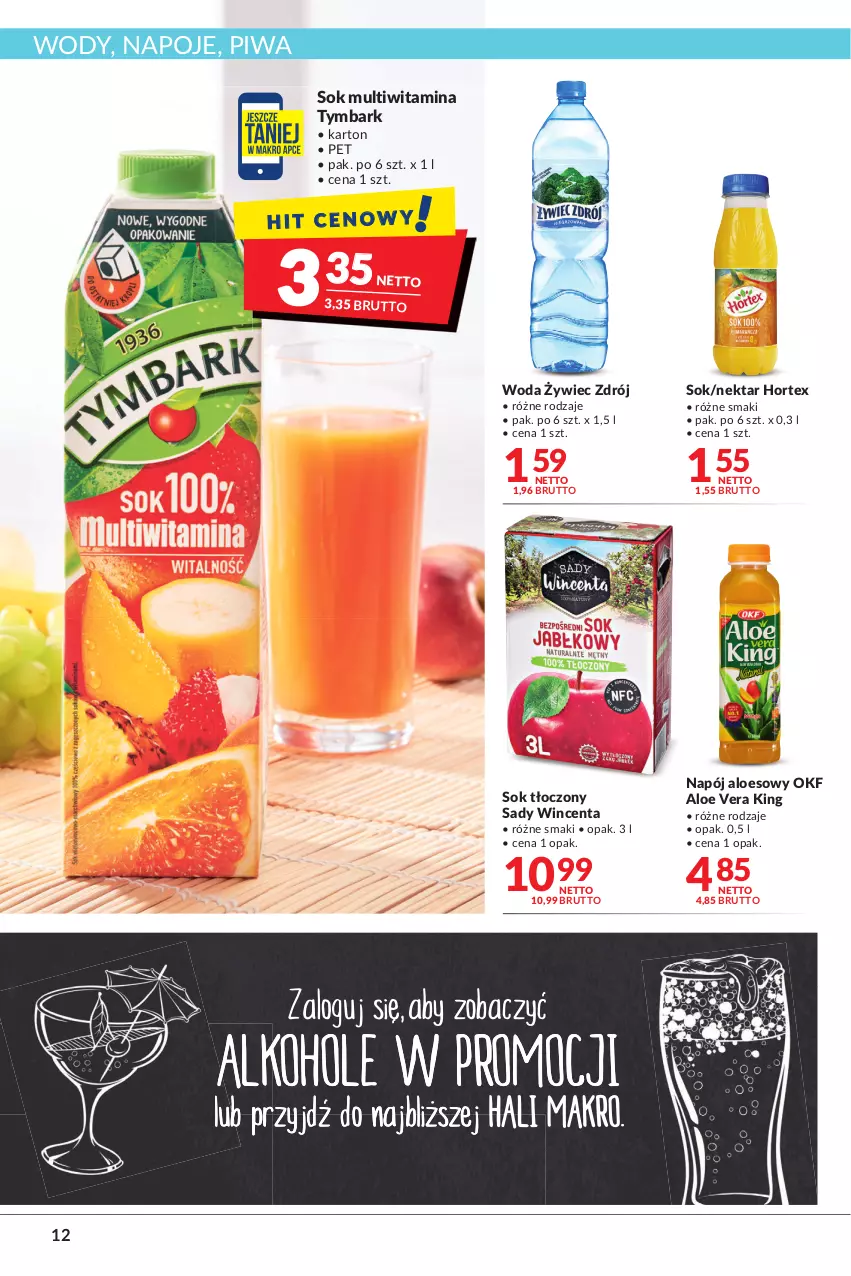 Gazetka promocyjna Makro - [Oferta promocyjna] Artykuły spożywcze i przemysłowe - ważna 31.05 do 13.06.2022 - strona 12 - produkty: Aloe vera, Hortex, Napój, Napoje, Nektar, Piwa, Sok, Tymbark, Woda