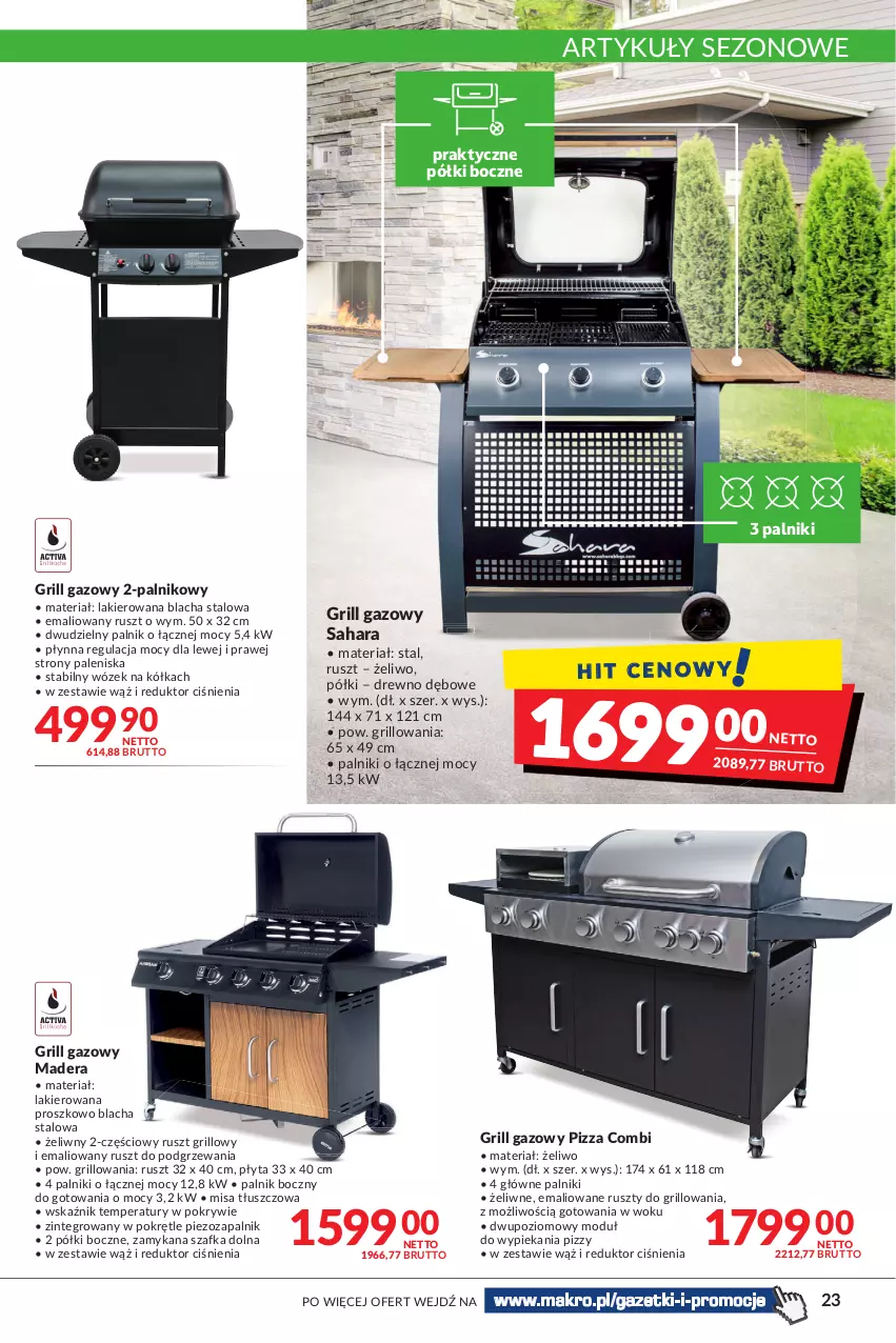 Gazetka promocyjna Makro - [Oferta promocyjna] Artykuły spożywcze i przemysłowe - ważna 31.05 do 13.06.2022 - strona 23 - produkty: Grill, Grill gazowy, Lakier, Pizza, Płyta, Szafka, Wózek