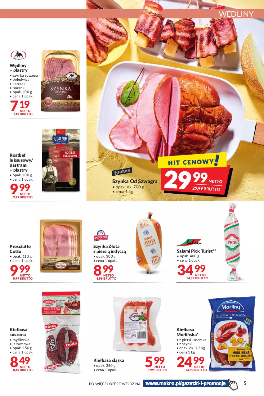 Gazetka promocyjna Makro - [Oferta promocyjna] Artykuły spożywcze i przemysłowe - ważna 31.05 do 13.06.2022 - strona 5 - produkty: Boczek, Gra, Kiełbasa, Kiełbasa śląska, Kurczak, Polędwica, Prosciutto, Rostbef, Salami, Szynka