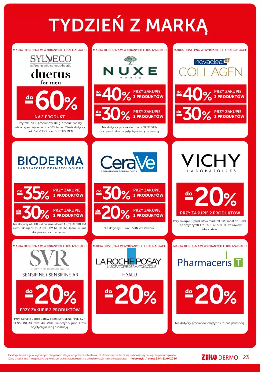 Gazetka promocyjna Ziko - Gazetka Ziko Dermo - ważna 09.04 do 22.04.2026 - strona 23 - produkty: Apteka, Atoderm, CeraVe, Krem pod oczy, Nuxe, Ser, SVR, Vichy