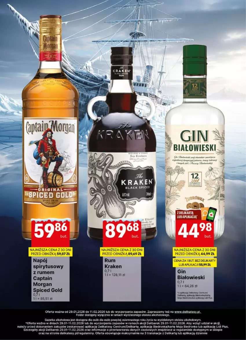 Gazetka promocyjna Delikatesy Centrum - Delibarek DC05-DC06 - ważna 29.01 do 11.02.2026 - strona 10 - produkty: Captain Morgan, Dron, Gin, Lack, Rama, Rum, Tran