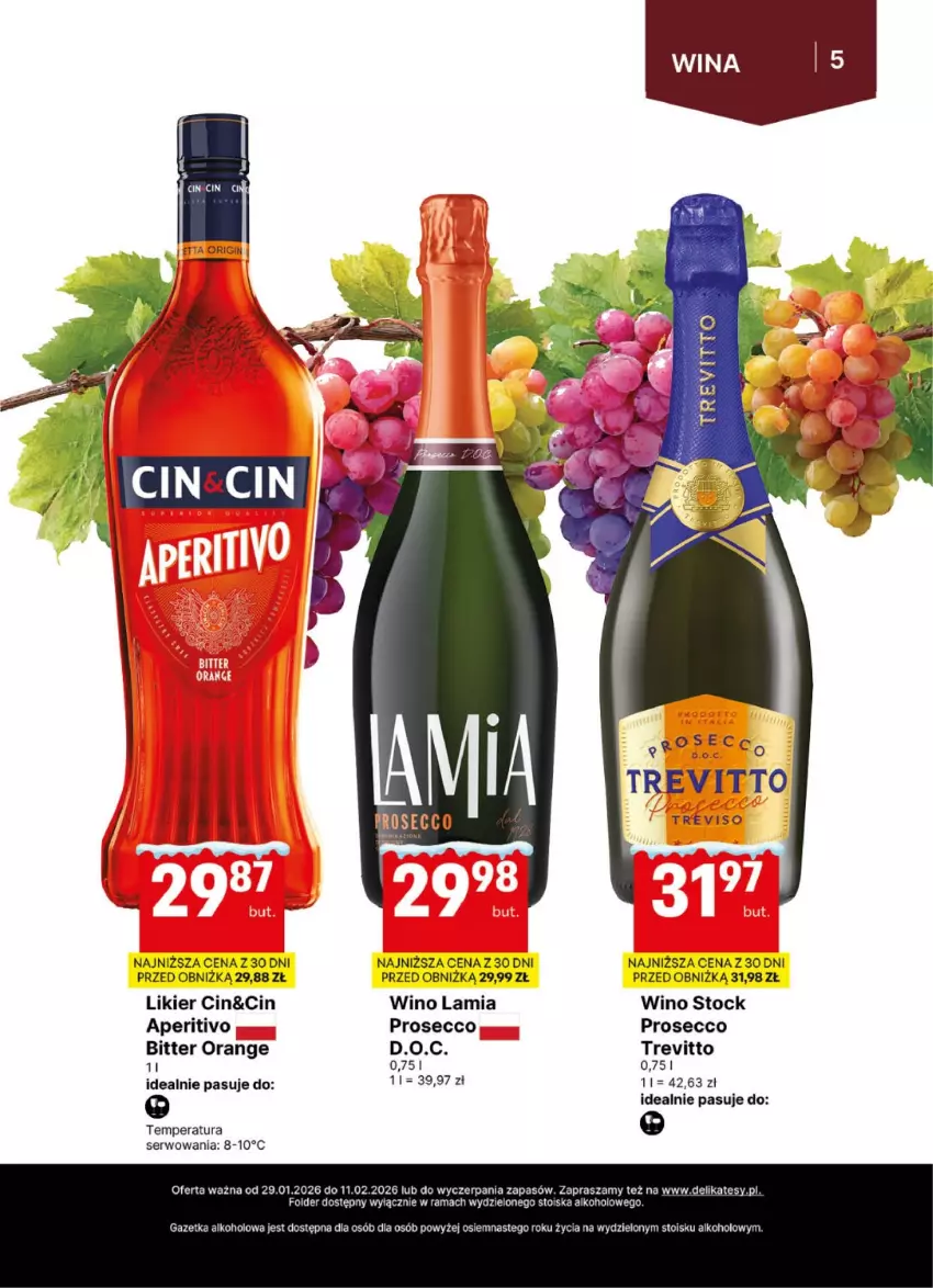 Gazetka promocyjna Delikatesy Centrum - Delibarek DC05-DC06 - ważna 29.01 do 11.02.2026 - strona 5 - produkty: Likier, Prosecco, Rama, Ser, Stock, Wino