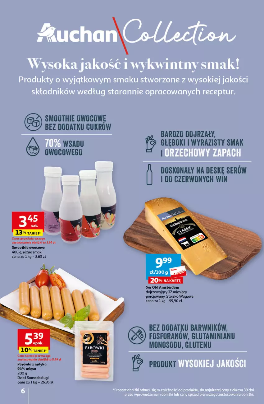 Gazetka promocyjna Auchan - Gazetka Sezonowe korzyści Hipermarket Auchan - ważna 31.08 do 06.09.2023 - strona 6 - produkty: Parówki, Parówki z indyka, Por, Ser, Smoothie, Sok