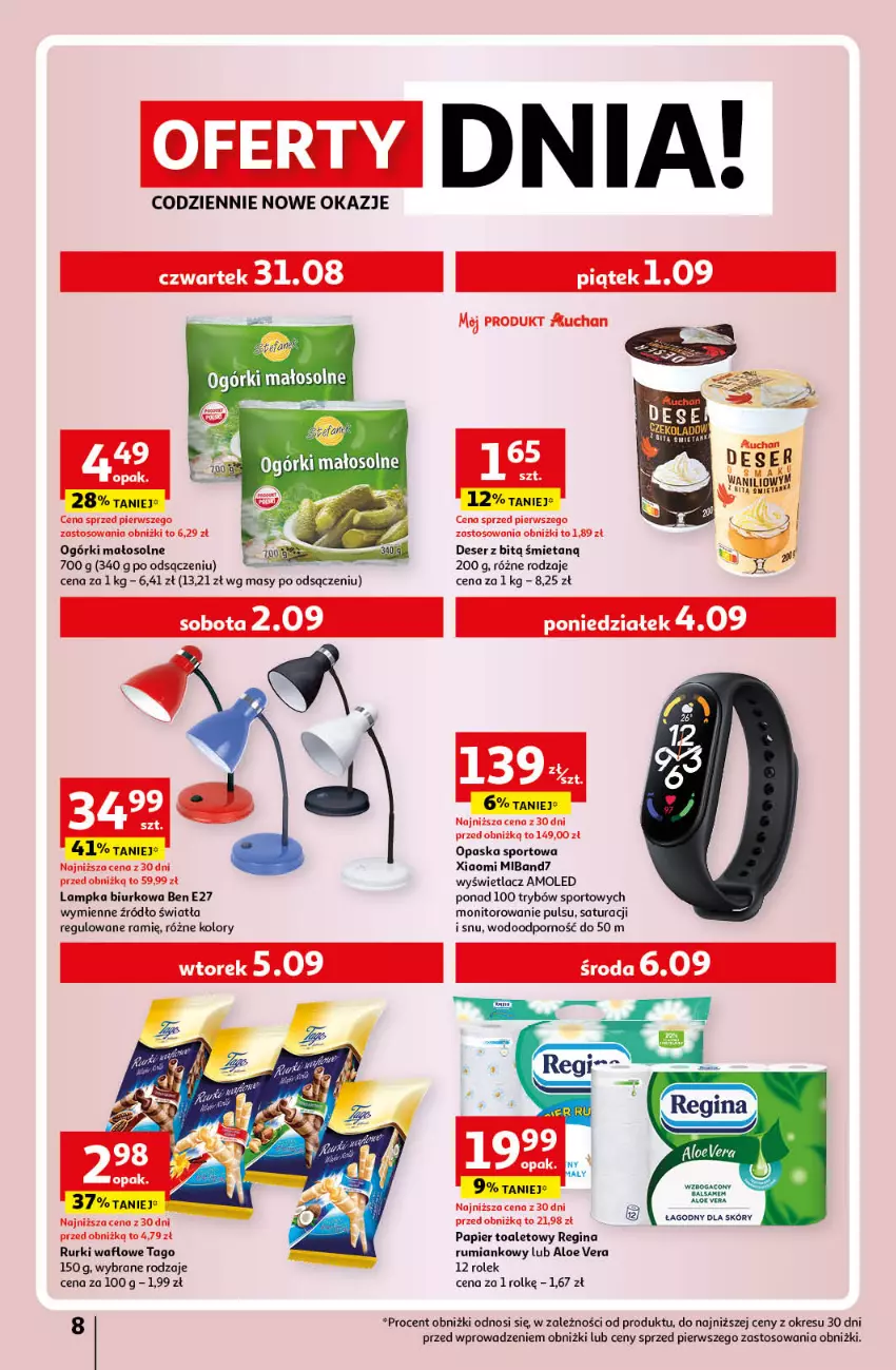 Gazetka promocyjna Auchan - Gazetka Sezonowe korzyści Hipermarket Auchan - ważna 31.08 do 06.09.2023 - strona 8 - produkty: Aloe vera, Amol, Biurko, Deser, Gin, HP, Mięta, Monitor, Opaska, Papier, Papier toaletowy, Por, Rum, Rurki, Ser, Sport, Tago