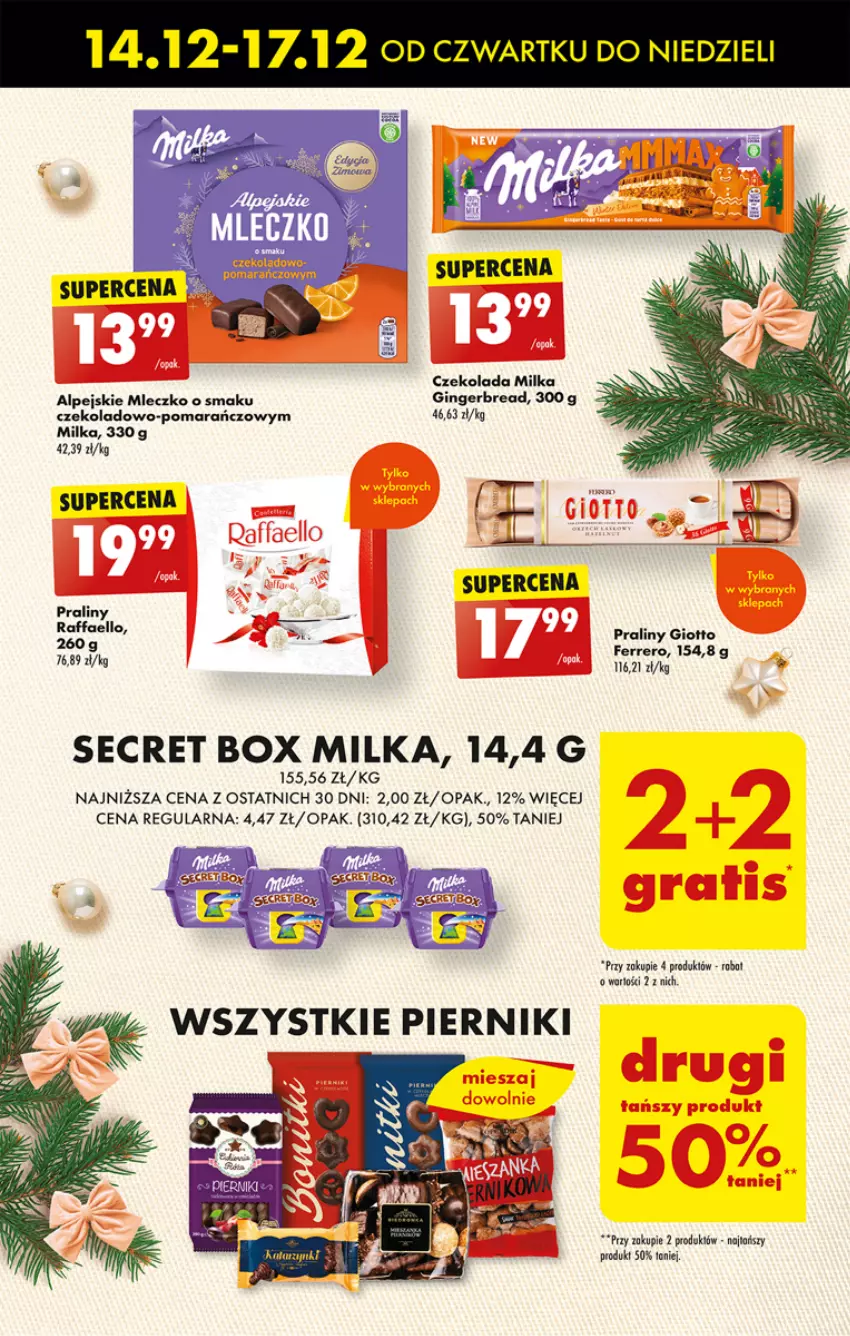 Gazetka promocyjna Biedronka - Od czwartku - ważna 14.12 do 20.12.2023 - strona 47 - produkty: Czekolada, Ferrero, Gin, Milka, Mleczko, Piernik, Praliny