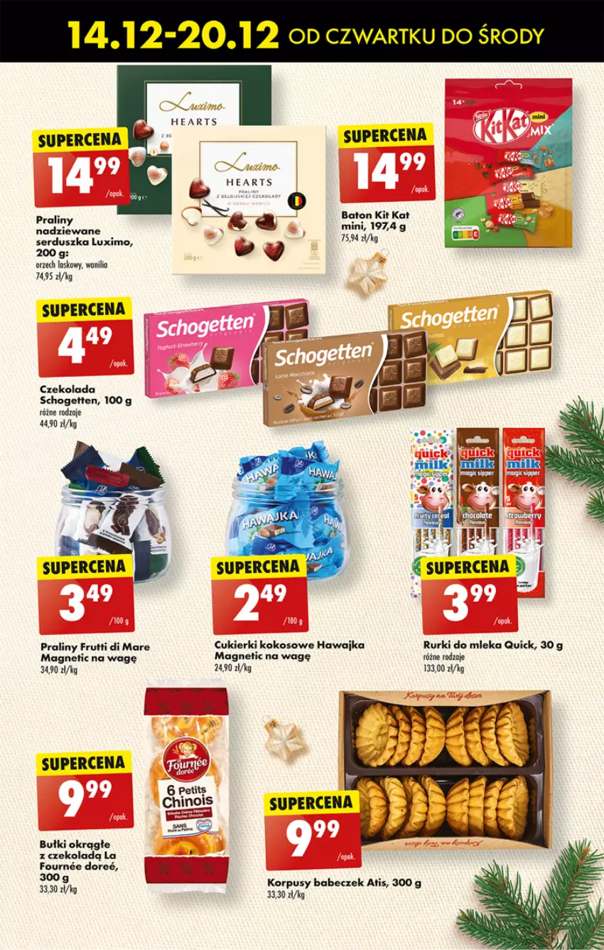 Gazetka promocyjna Biedronka - Od czwartku - ważna 14.12 do 20.12.2023 - strona 49 - produkty: Baton, Cukier, Cukierki, Czekolada, Kit Kat, Kokos, Praliny, Rurki, Schogetten, Ser