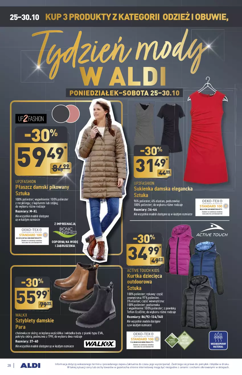 Gazetka promocyjna Aldi - ważna 25.10 do 30.10.2021 - strona 28 - produkty: Dzieci, Fa, Kurtka, Kurtka dziecięca, LANA, Obuwie, Płaszcz, Por, Sukienka, Sztyblety