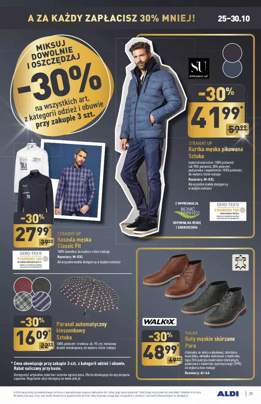 Gazetka promocyjna Aldi - ważna 25.10 do 30.10.2021 - strona 29 - produkty: Buty, Gra, Kosz, Koszula, Kurtka, Obuwie, Parasol, Por, Teleskop, Wełna