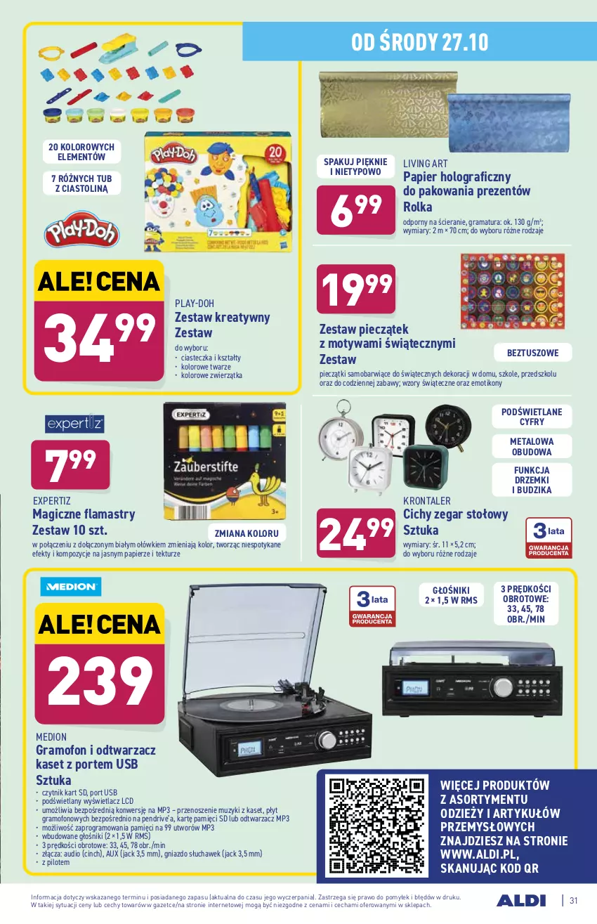 Gazetka promocyjna Aldi - ważna 25.10 do 30.10.2021 - strona 31 - produkty: Budzik, Flamastry, Głośnik, Gra, Papier, Pendrive, Piec, Por, Rama, Tusz, Zegar