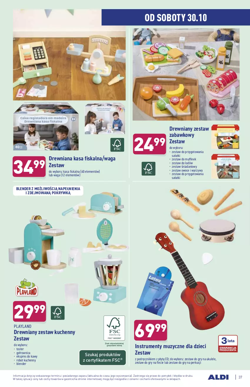 Gazetka promocyjna Aldi - ważna 25.10 do 30.10.2021 - strona 37 - produkty: Blender, Danio, Dzieci, Gofrownica, Gry, Owoce, Ręcznik, Robot, Rum, Sałat, Toster, Ukulele, Waga, Warzywa