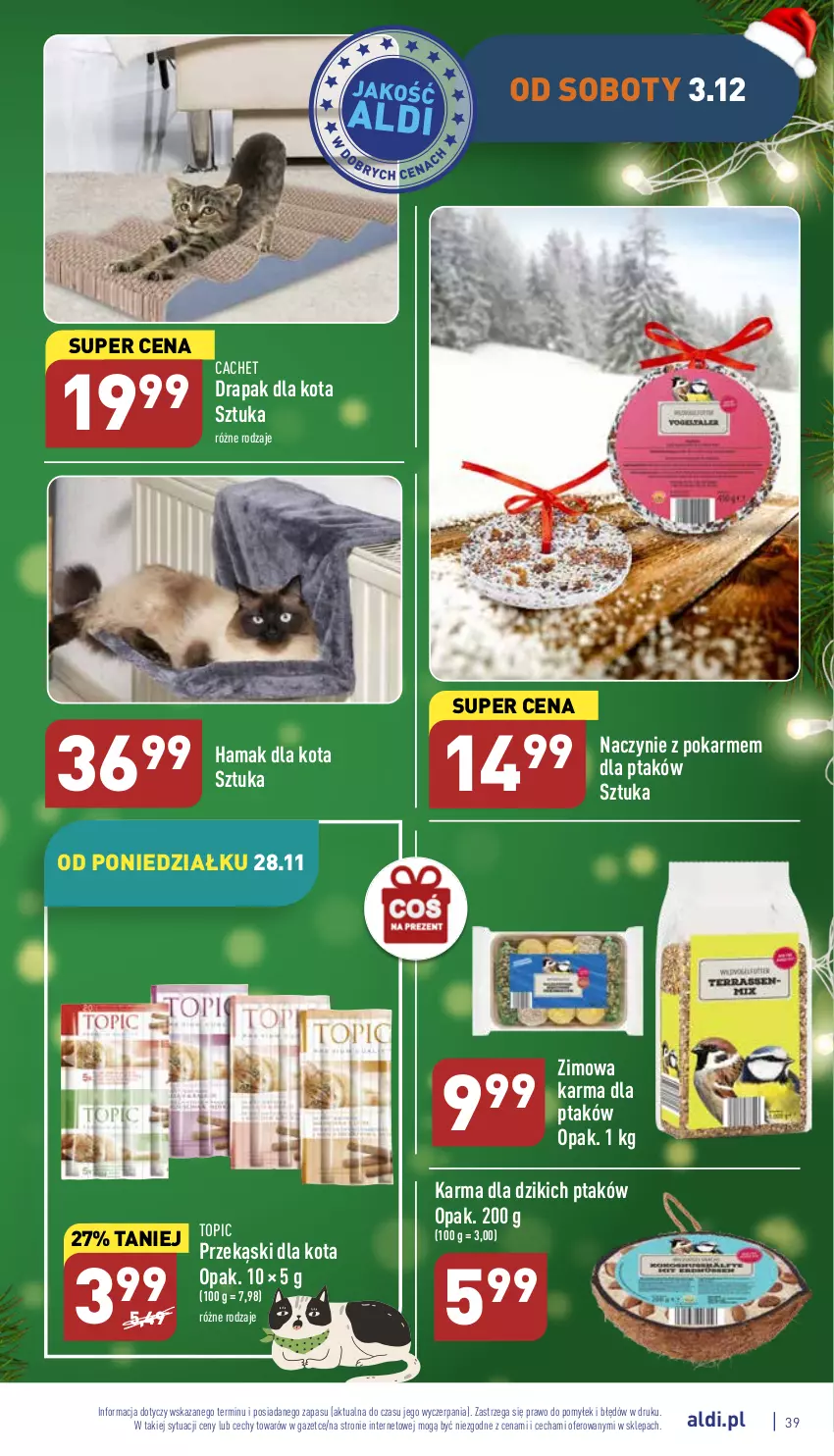 Gazetka promocyjna Aldi - Pełny katalog - ważna 28.11 do 03.12.2022 - strona 39 - produkty: Drapak, Hama, Przekąski dla kota, Top