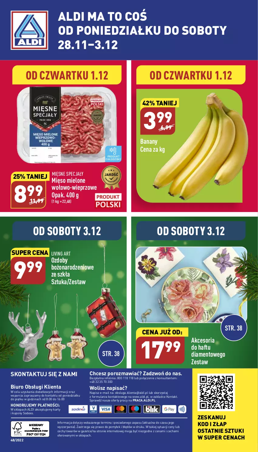 Gazetka promocyjna Aldi - Pełny katalog - ważna 28.11 do 03.12.2022 - strona 42 - produkty: Banany, Biuro, Mięsne specjały, Mięso, Mięso mielone, O nas, Por