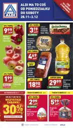 Gazetka promocyjna Aldi - Pełny katalog - Gazetka - ważna od 03.12 do 03.12.2022 - strona 1 - produkty: Czekolada orzechowa, Gin, Gra, Smakowita, Papryka czerwona, Papryka, Wafle, Szampion, Margaryna, Czekolada, Boczek, Olej rzepakowy, Gala, Olej, Kinder, Jabłka, Fa