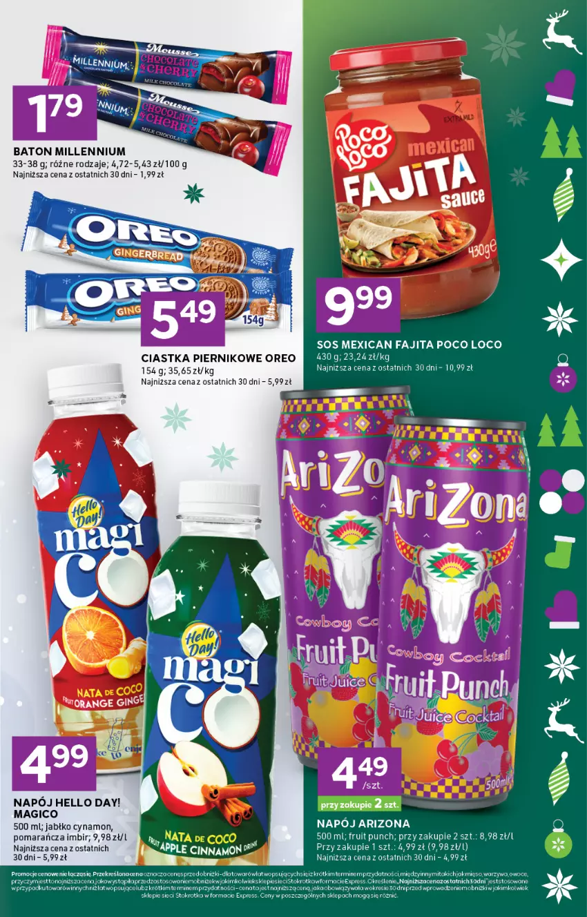 Gazetka promocyjna Stokrotka - Stokrotka Express - ważna 13.11 do 19.11.2025 - strona 5 - produkty: Baton, Ciastka, Fa, Imbir, Koc, Mięso, Napój, Oreo, Owoce, Piernik, Poco Loco, Por, Sos, Warzywa