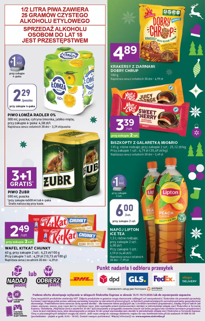 Gazetka promocyjna Stokrotka - Stokrotka Express - ważna 13.11 do 19.11.2025 - strona 6 - produkty: Allegro, Biszkopty, Gala, Gra, Ice tea, Krakersy, Limonka, Lipton, Mięta, Napój, Piwo, Radler