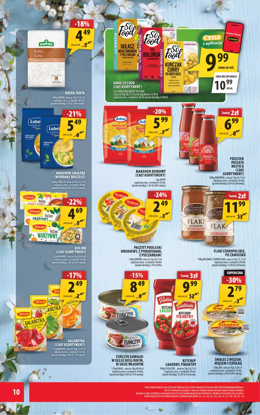 Gazetka promocyjna Arhelan - Gazetka - ważna 22.05 do 31.05.2026 - strona 10 - produkty: Dawtona, Flaki, Gra, Graal, Kawa, Ketchup, Kuchnia, Kuchnia Staropolska, Kupiec, Lion, Makaron, Olej, Pasztet, Piec, Pieczarka, Podlaski, Pudliszki, Smalec, Sos, Tuńczyk, Winiary