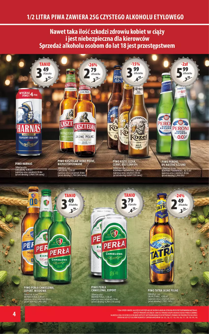 Gazetka promocyjna Arhelan - Gazetka - ważna 22.05 do 31.05.2026 - strona 4 - produkty: Fa, Harnaś, Kasztelan, Perła, Piwa, Piwo, Rum, Tatra