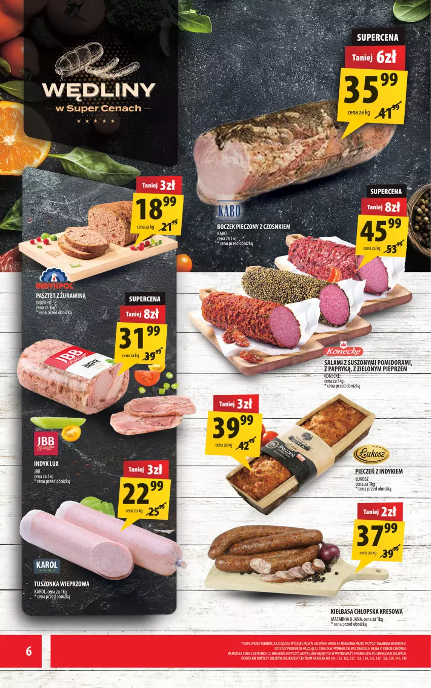 Gazetka promocyjna Arhelan - Gazetka - ważna 22.05 do 31.05.2026 - strona 6 - produkty: Boczek, Boczek pieczony, Fa, Kiełbasa, Piec, Pieprz, Rum, Salami, Tusz