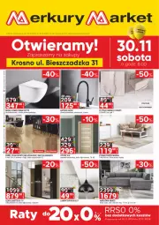 Gazetka promocyjna Merkury Market - Otwarcie - Krosno ul. Bieszczadzka 31 - Gazetka - ważna od 31.12 do 31.12.2024 - strona 1 - produkty: Zlew, Płytka, Zlewozmywak, Szafa, Narożnik, Bateria, Panel podłogowy, Miska, Dywan, Fa