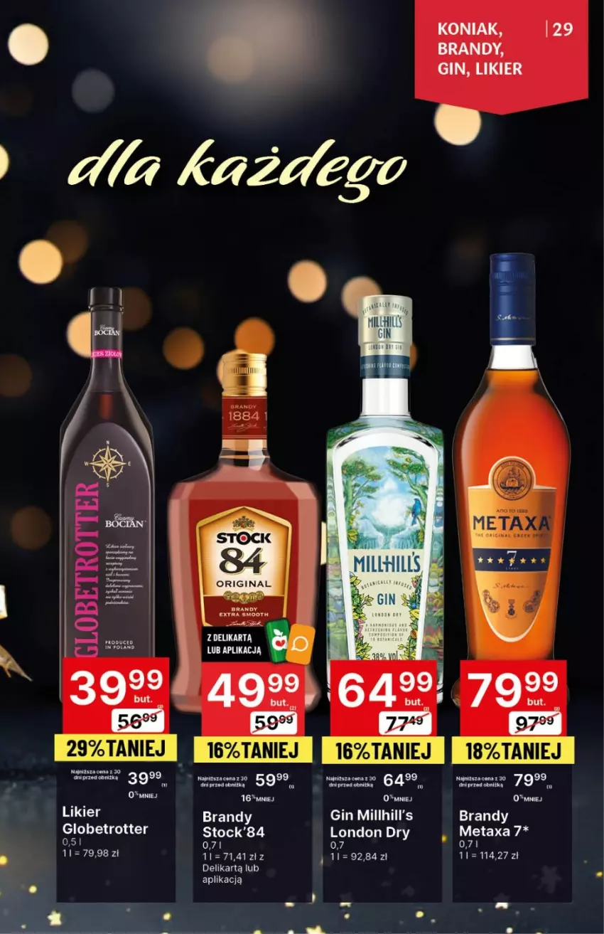 Gazetka promocyjna Delikatesy Centrum - DeliBarek DC49/DC50 - ważna 14.12.2023 do 03.01.2024 - strona 29 - produkty: Brandy, Gin, HP, Likier, Metaxa, Stock