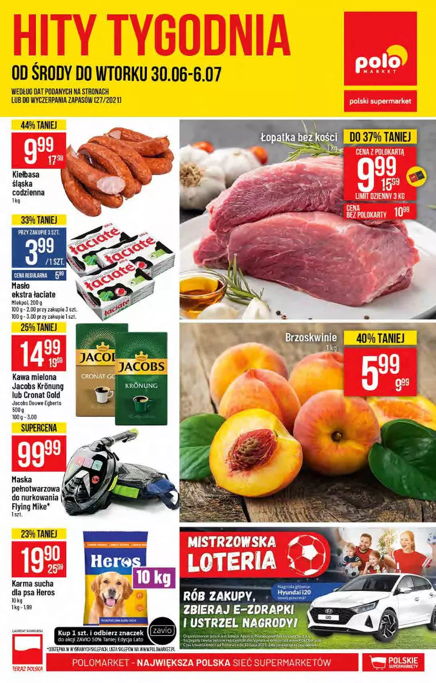 Gazetka promocyjna PoloMarket - Gazetka pomocyjna - ważna 30.06 do 06.07.2021 - strona 1 - produkty: Jacobs, Kawa, Kawa mielona, Kiełbasa, Kiełbasa śląska, Maska, Masło